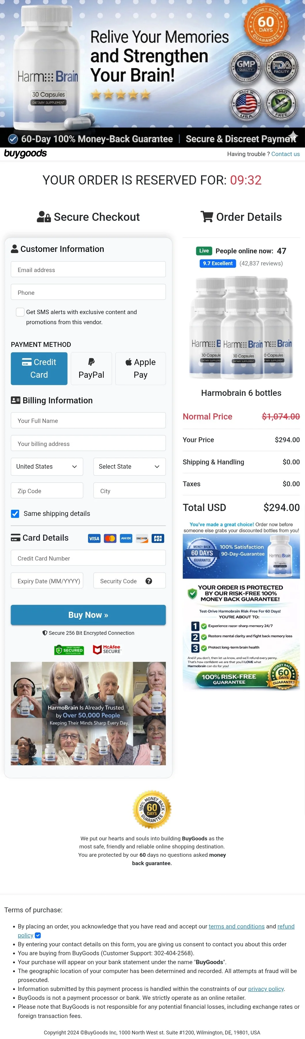Harmo Brain order form